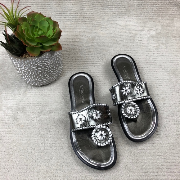A. Giannetti Shoes - A. Giannetti Sandals Italian silver embellished